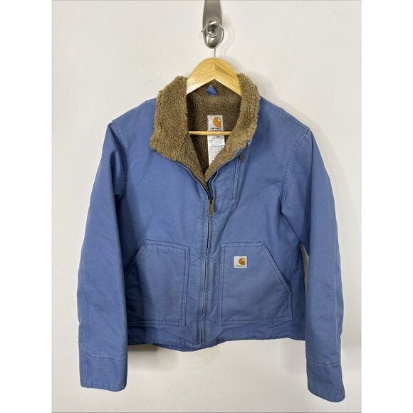 Carhartt Jackets & Blazers - Carhartt Women's Sherpa Lined Canvas Work Jacket Medium WJ022 FHB Blue Size M